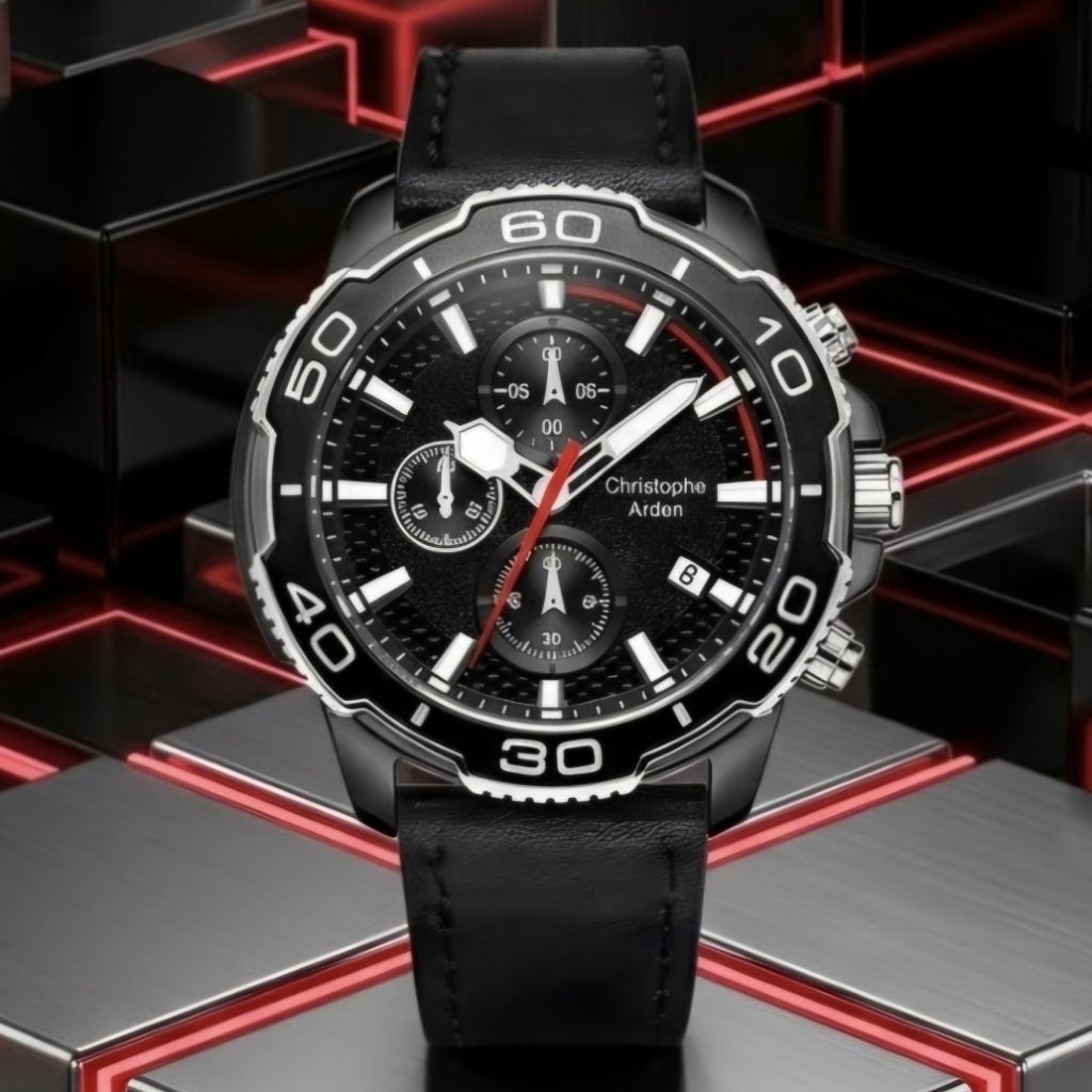 Christophe Arden 3005 Silver Black Kulit Pria Original