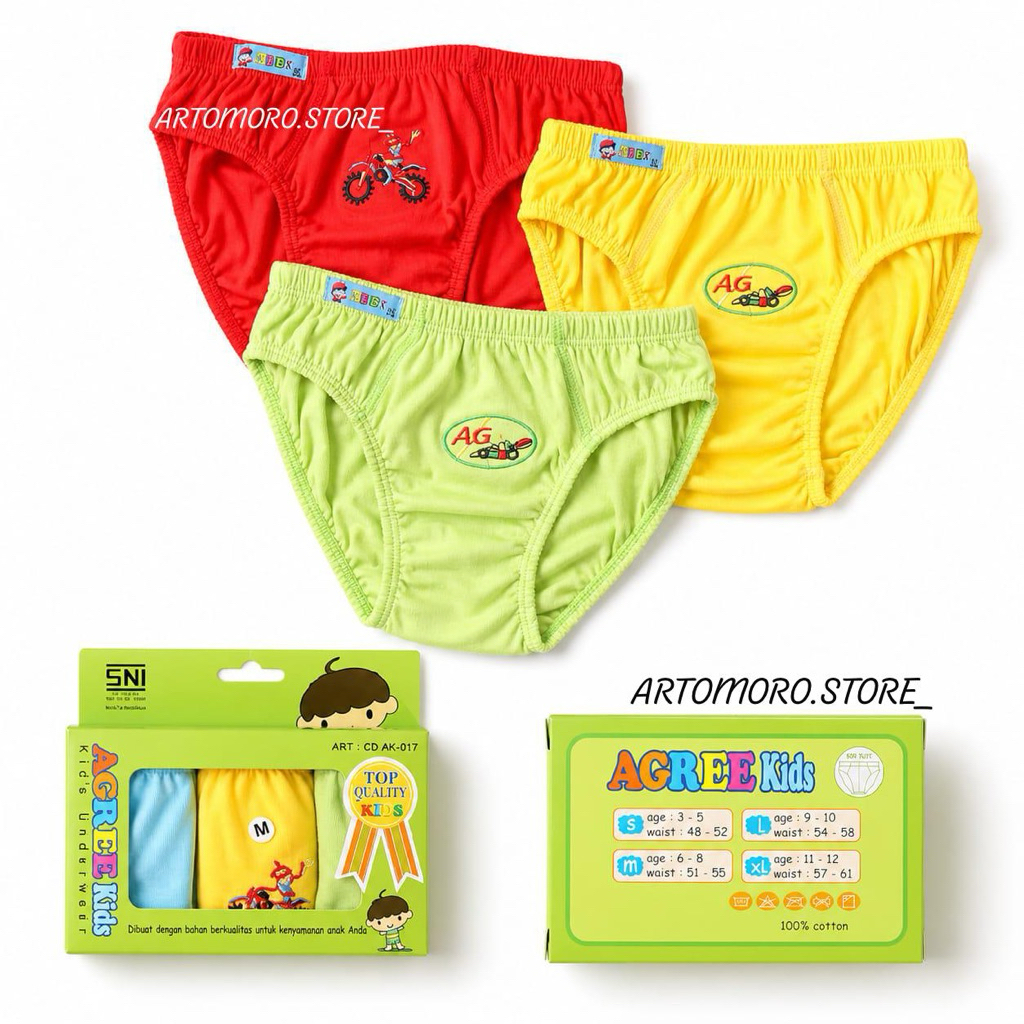 ( 3pc ) CD Agree Kids AK 017 | Celana Dalam Anak Agree AK 017 CD Original | Anak Agree Bahan Katun L