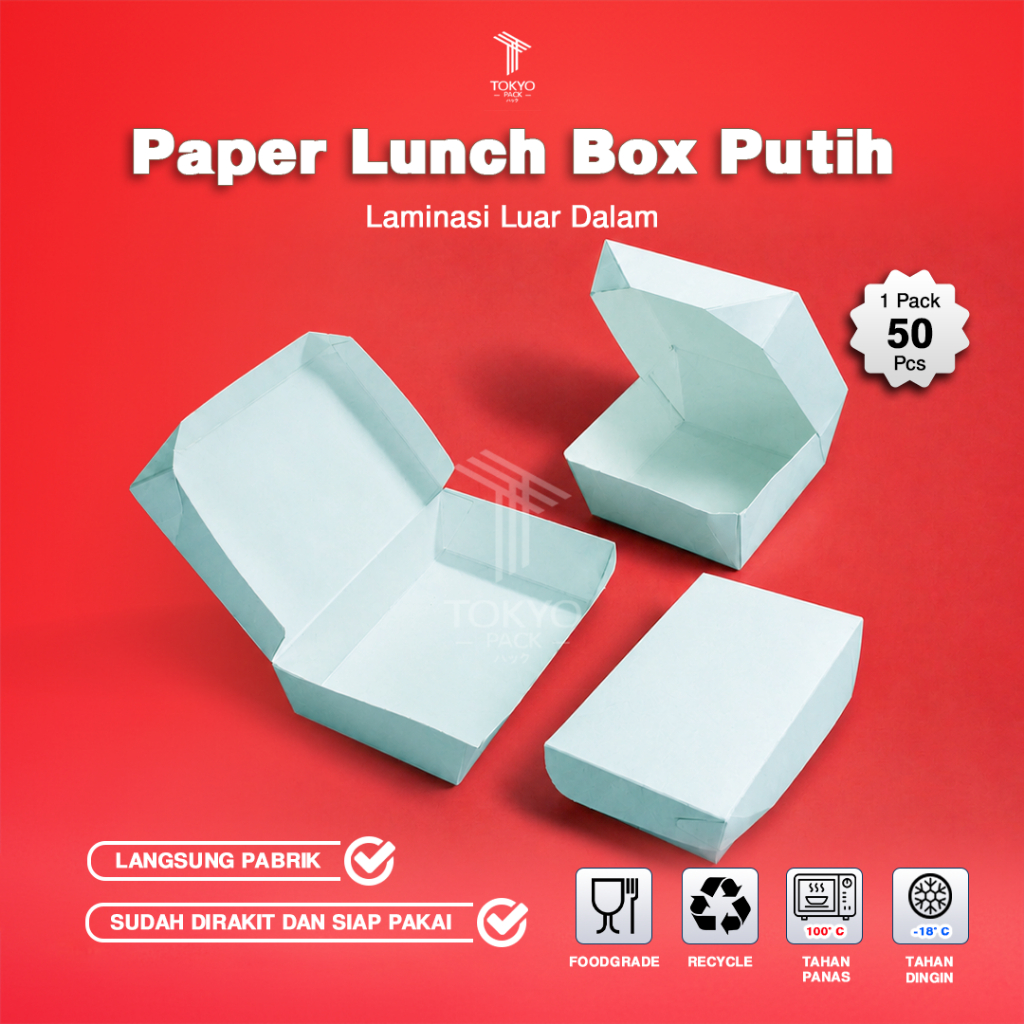 Paper Lunch Box Putih Uk S, M, L - Lunch Box Kertas - Lunch Box Kertas Putih