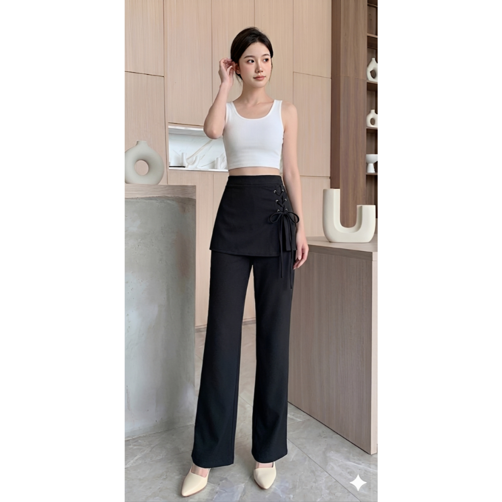 WINI LAYERED PANTS 6947 | RIBBON WRAP PANTS | CELANA LOOSE PANTS WANITA