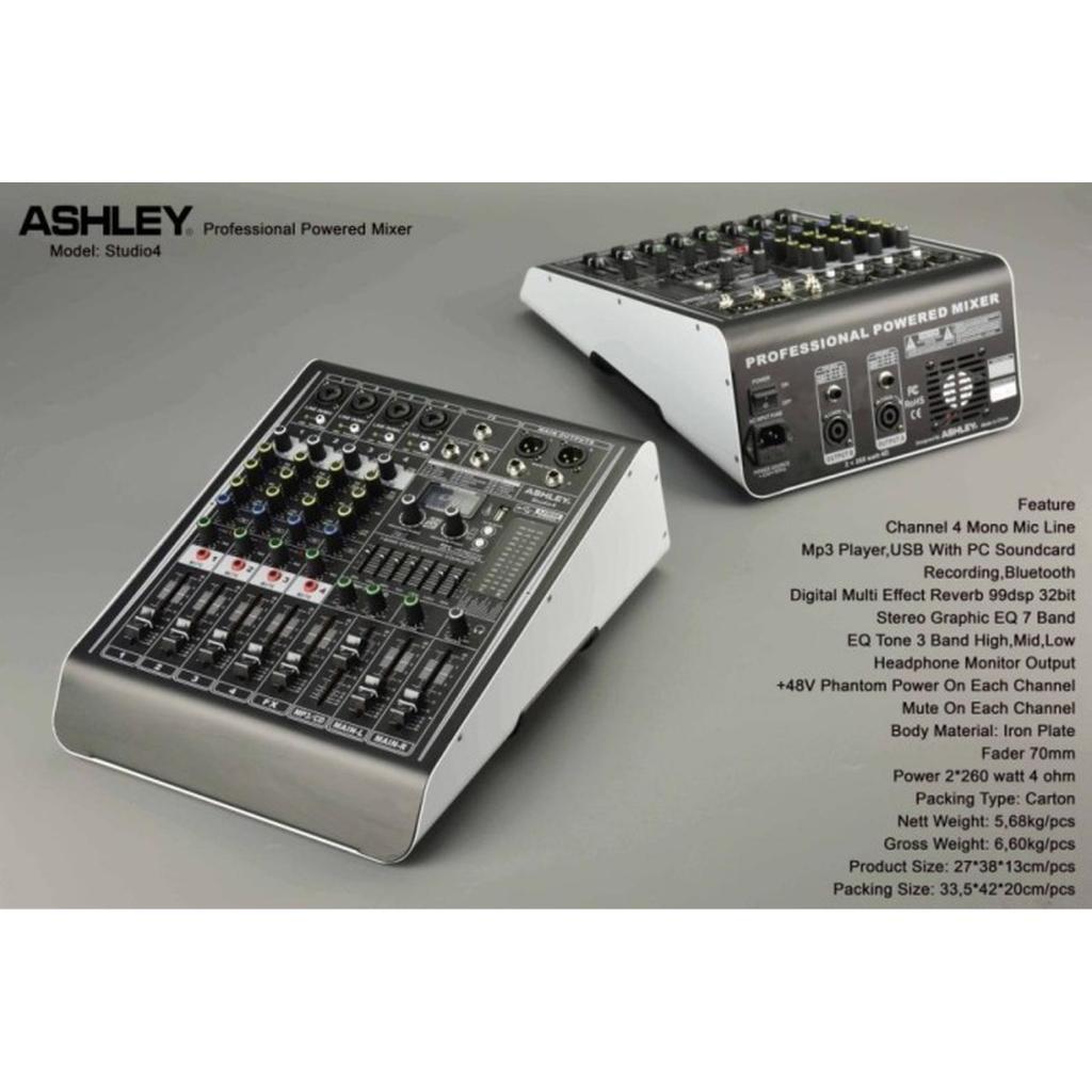 POWER MIXER ASHLEY 4 CHANNEL STUDIO 4 channel mono Original TERBAIK