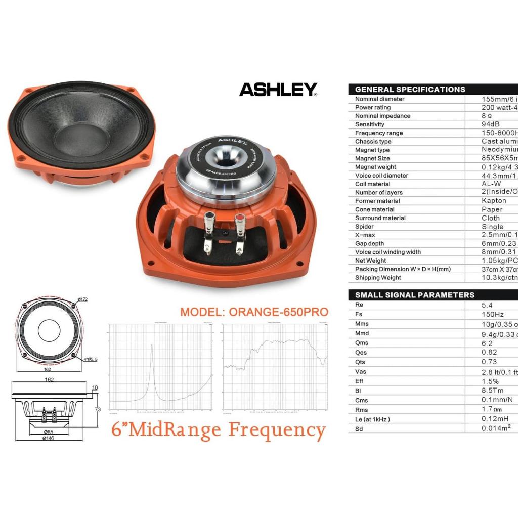 ASHLEY WOOFER 6 INC ORANGE-650PRO/orange 650 pro Original garansi resmi 1 tahun