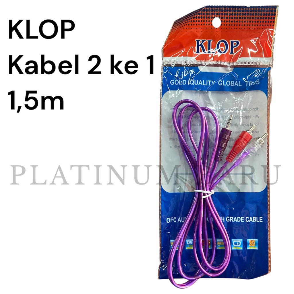 KLOP Kabel RCA 2 ke 1 1.5m Audio AUX ke 2 RCA Merah Putih Kabel Speaker TV Amplifier Jernih