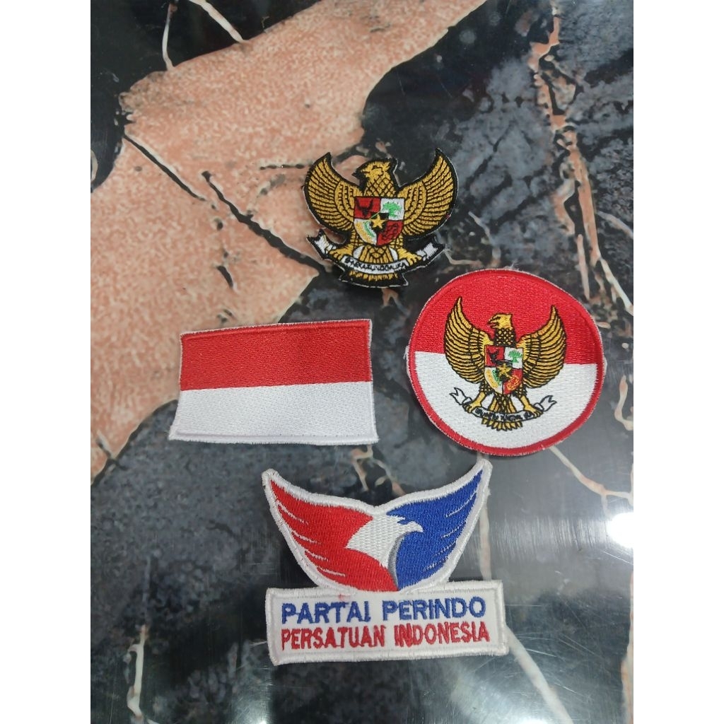 logo bordir partai perindo burung garuda merah putih garuda bulat