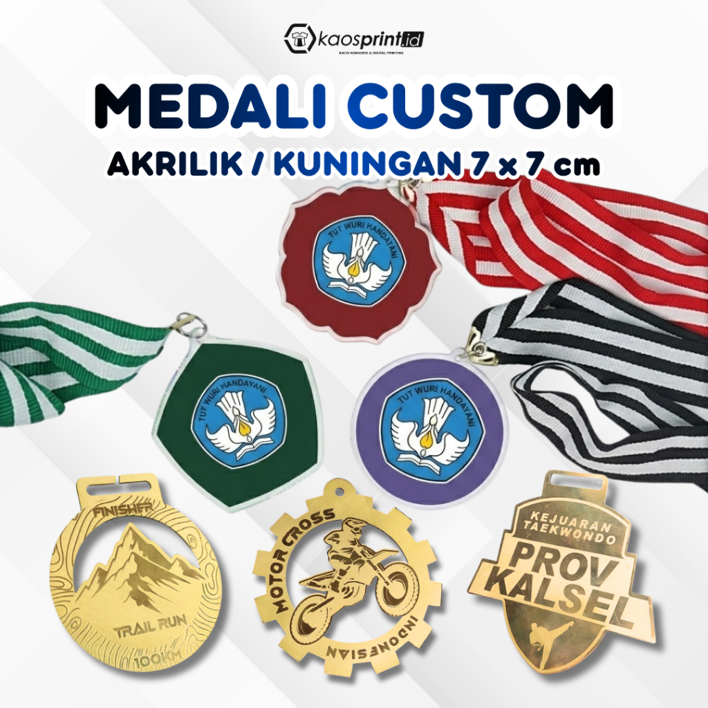 Medali Custom Akrilik / Kuningan Wisuda Penghargaan Juara Grafir / Cetak UV