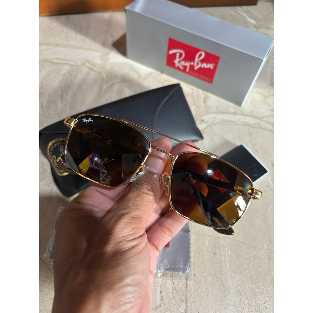 kacamata ray-ban Rb 3715 usa Rose gold kaca coklat sz 58
