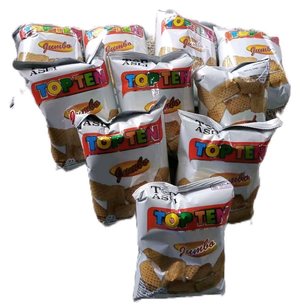 (KEMASAN BARU) SNACK JADUL TOP TEN ISTIMEWA JUMBO KEMASAN 1 RENCENG ISI 10 PCS X 30 GR