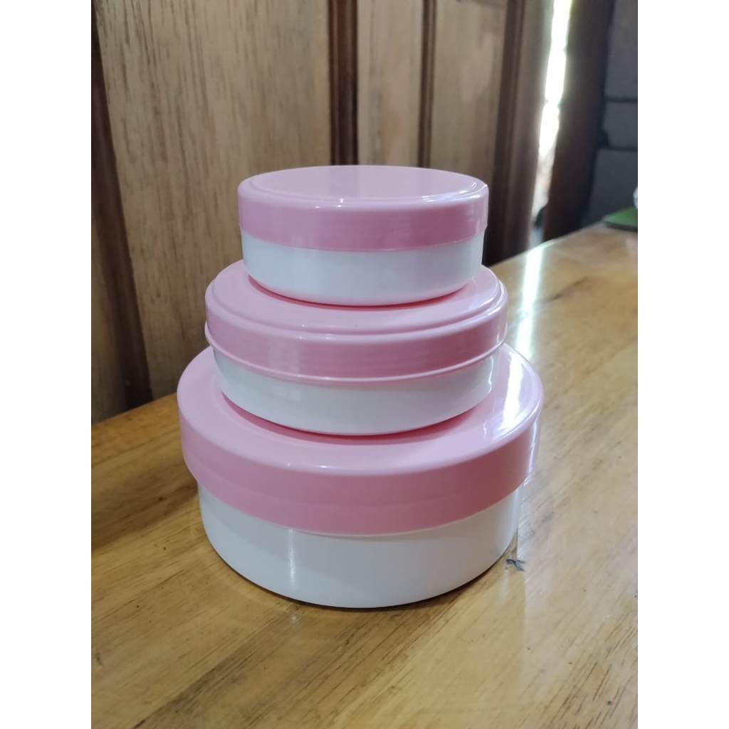 (SATUAN) Pot Lulur Putih Tutup Pink P1027