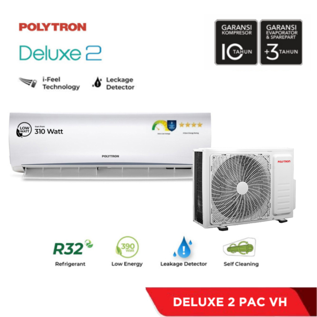 ONE SET AC POLYTRON WALL MOUNTED SPLIT STANDARD DELUXE 1 PK - PAC-09VH (INDOOR + OUTDOOR)