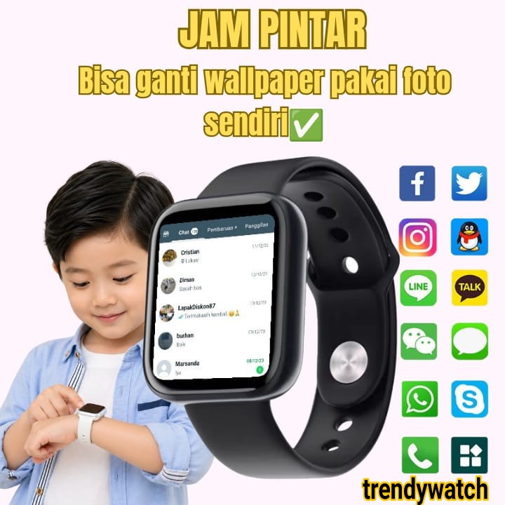 Jam Tangan Pintar Anak Pria Wanita Dewasa Smartwatch Terbaru d20 y68 Olahraga Sensor Detak Jantung M