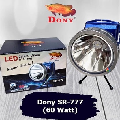 Senter Kepala Dony SR-777 Super Terang (60 Watt)/ Dony Senter Kepala SR777 Laser LED (Gratis Tripod)