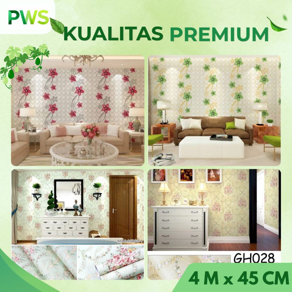 Stiker Dinding Motif Bunga Wallpaper Dinding Motif Daun Wallpaper Dinding Kamar Estetik Wallpaper