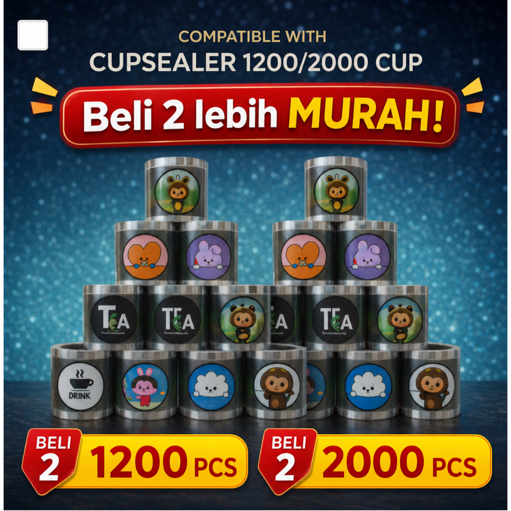 Lid Cup Sealer Plastik Press | Seal Cup Gelas | 1000/1200/2000 pcs