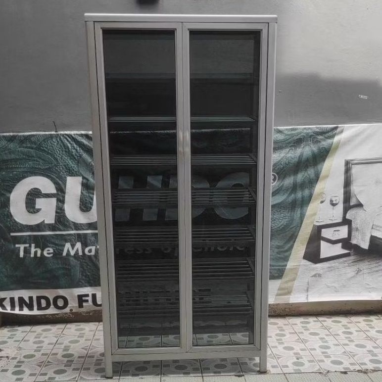MCW furniture/RS2PSKR/Rak sepatu aluminium silver tebal/Lemari sepatu anti karat/Rak sepatu tertutup