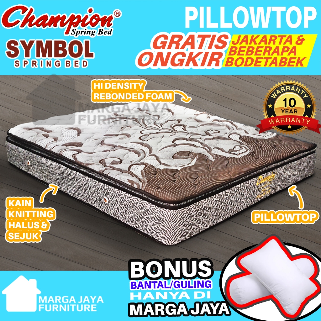 Kasur Champion Tempat Tidur Springbed Spring Bed Champion Symbol Pillowtop 120 160 180