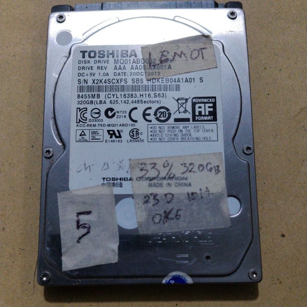 harddisk laptop rusak merk toshiba