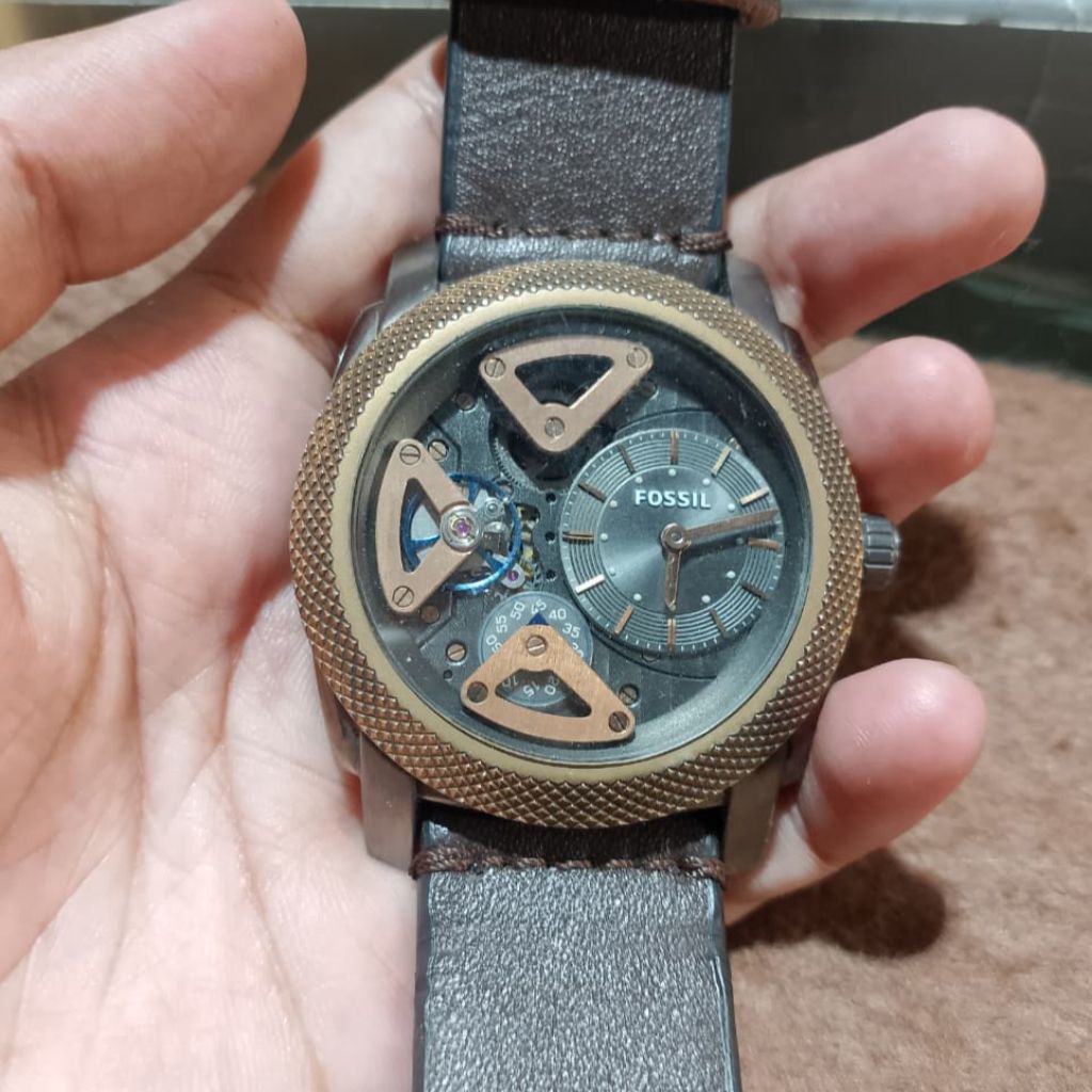Fossil Mechnical Charcoal Dial ME1122 Jam Tangan Pria - Rose Gold- Tone, Original Second