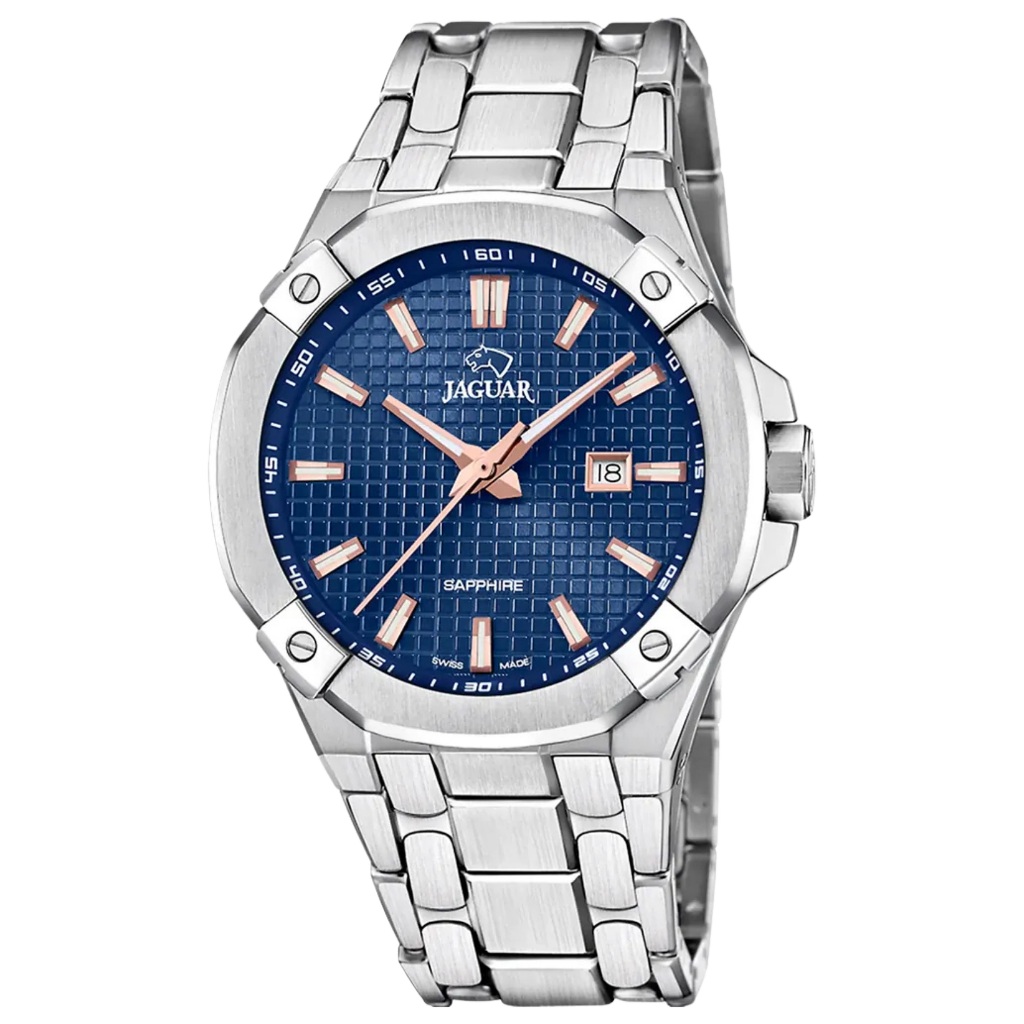 Galery Jam Tangan JAGUAR J1009/2 Silver Dial Blue Stainless Steel Swiss Made