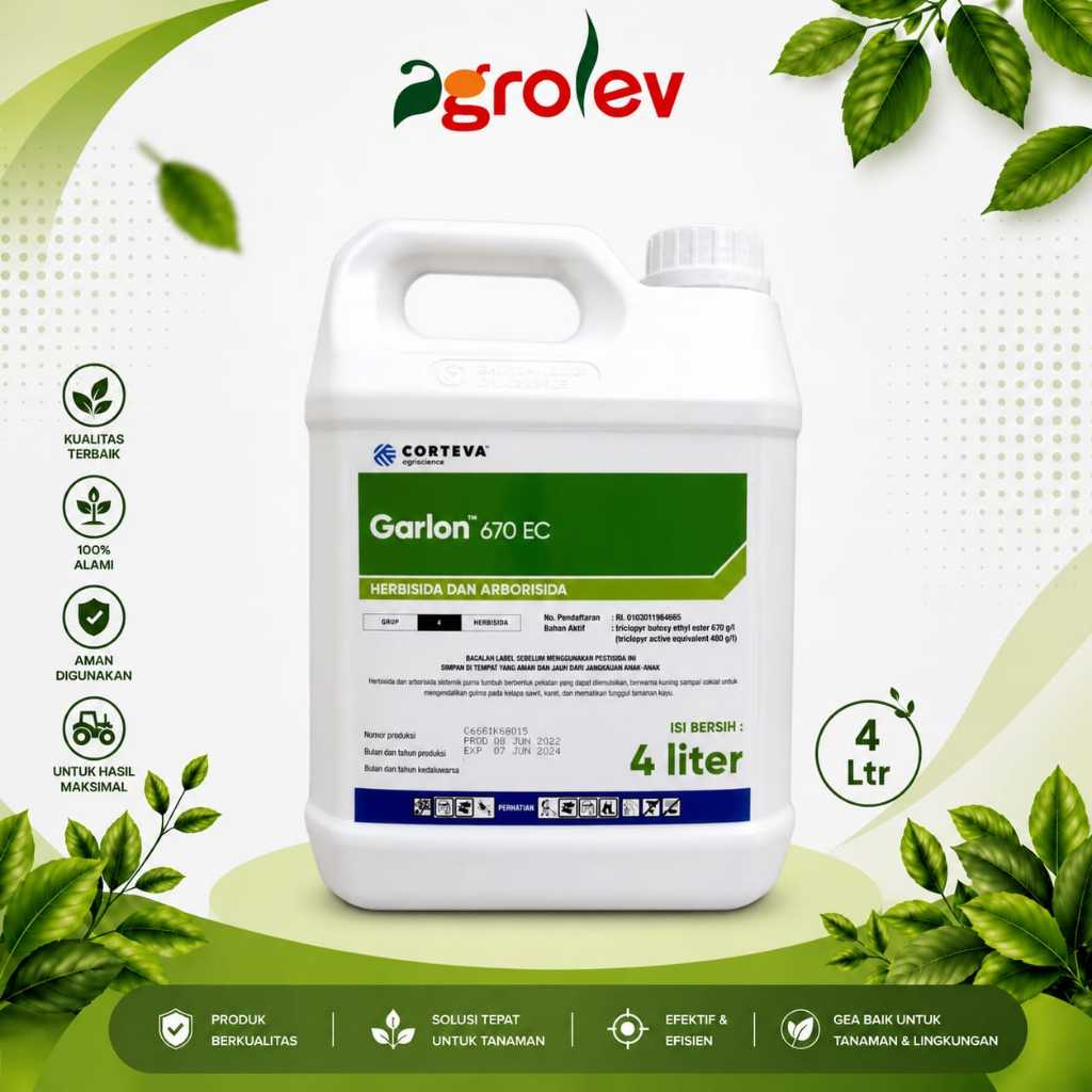 GARLON 670 EC 4 LTR / Triklopir (Triclopyr) 670 g/L / herbisida sistemik kuat yang sangat efektif un