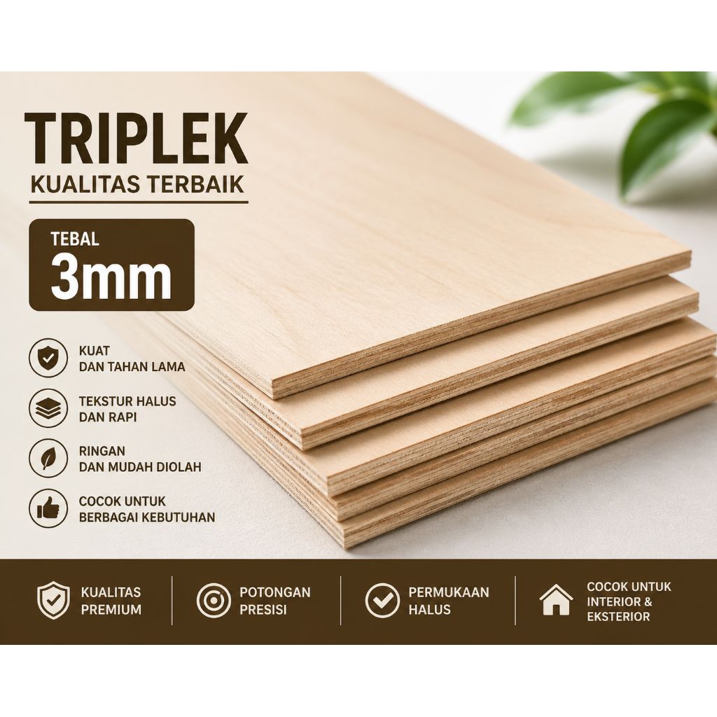papan triplek 3mm lebar 40cm Albasia / sengon