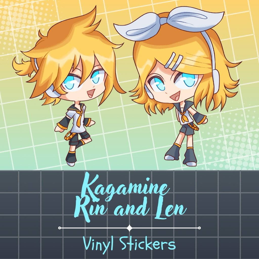 Fanmerch vinyl sticker vocaloid (kagamine rin, kagamine len)