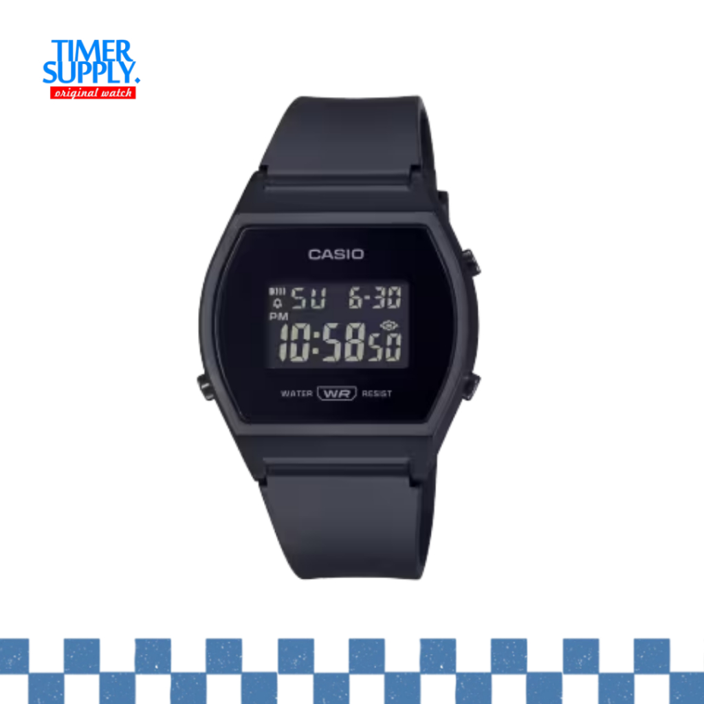 Jam Tangan Unisex Casio LW-204-1BDF Digital Classic Full Black LW204 Original Garansi Resmi 1 Tahun