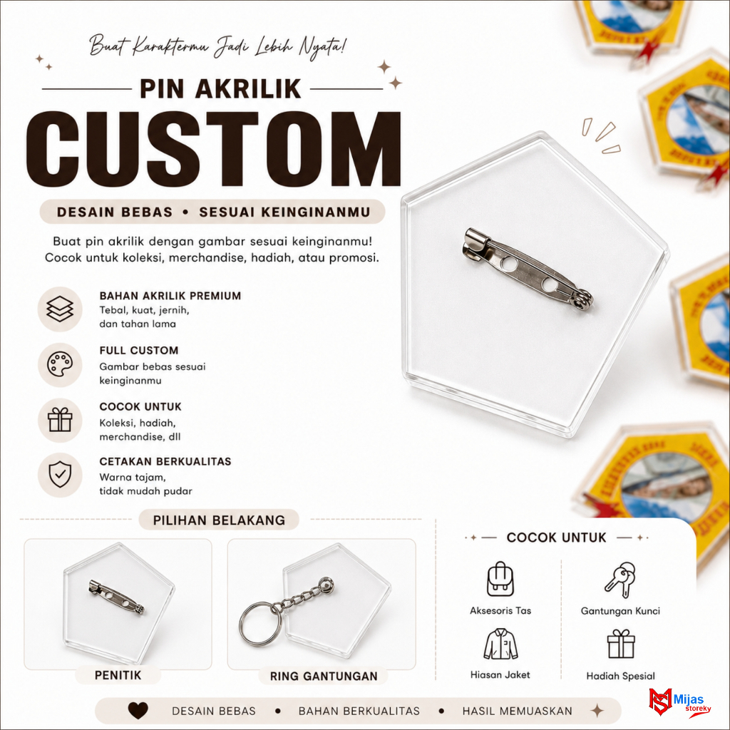 PIN AKRILIK//PIN CUSTOM NAMA//PINN NAMA// NAMETAG//NEMTEG//PIN CUSTOM//AKRILIK//PIN LOGO AKRILIK//PI
