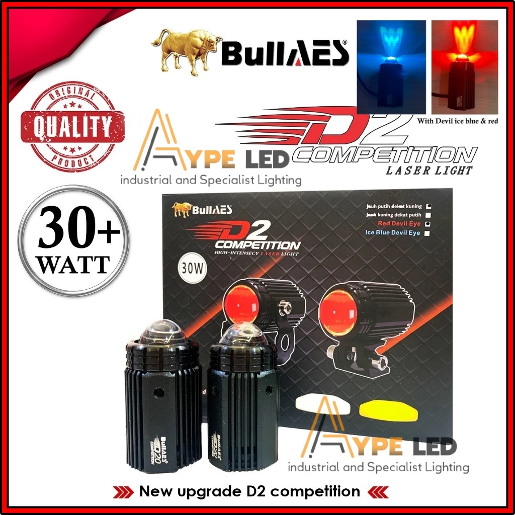 Lampu Tembak Mini Laser D2 Laser Competition Bullaes 30 Watt Kuning Putih Demon Eyes