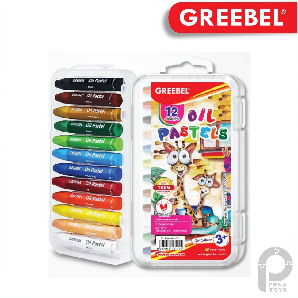 GREEBEL Crayon/Krayon Kids Oil Pastel 12 Warna Krayon Grebell Isi 12