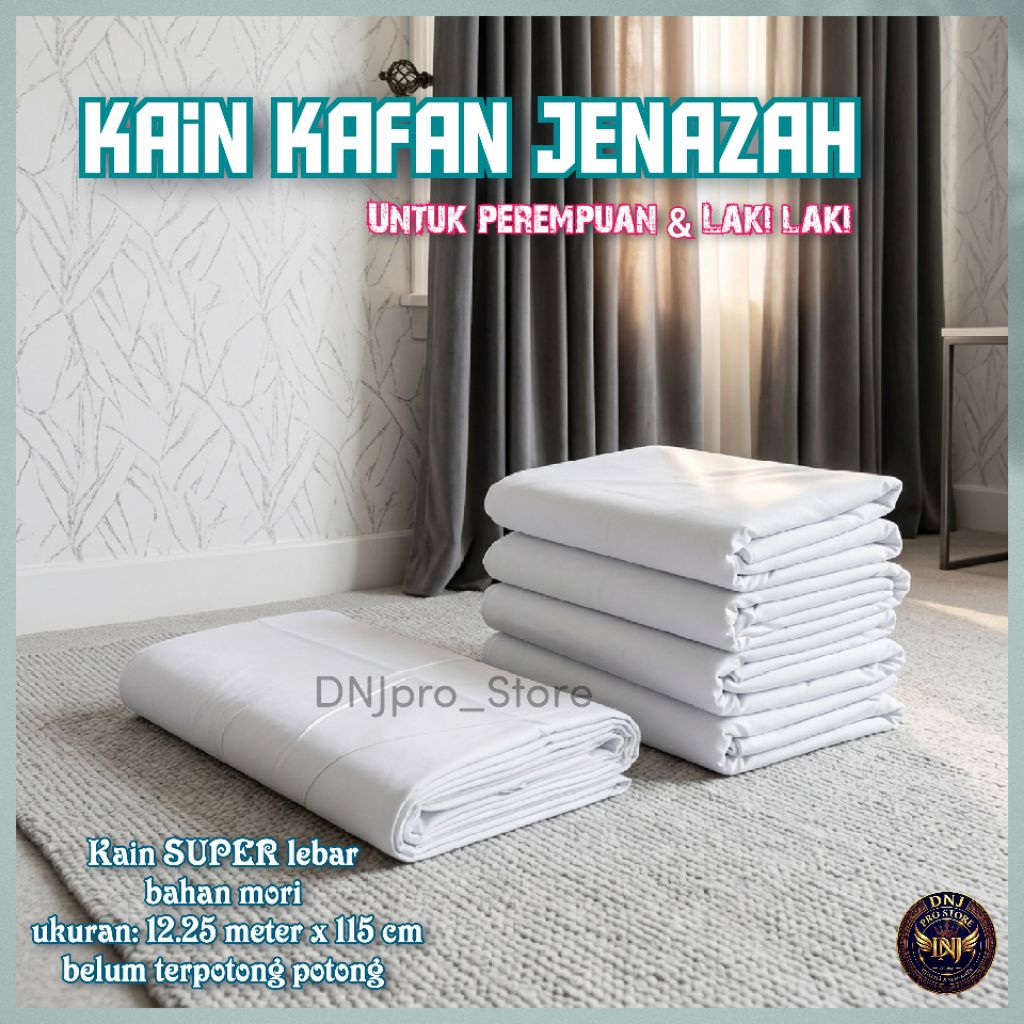 kain kafan laki laki & perempuan ukuran 12,25 meter x 115 cm bahan mori | Perlengkapan jenazah