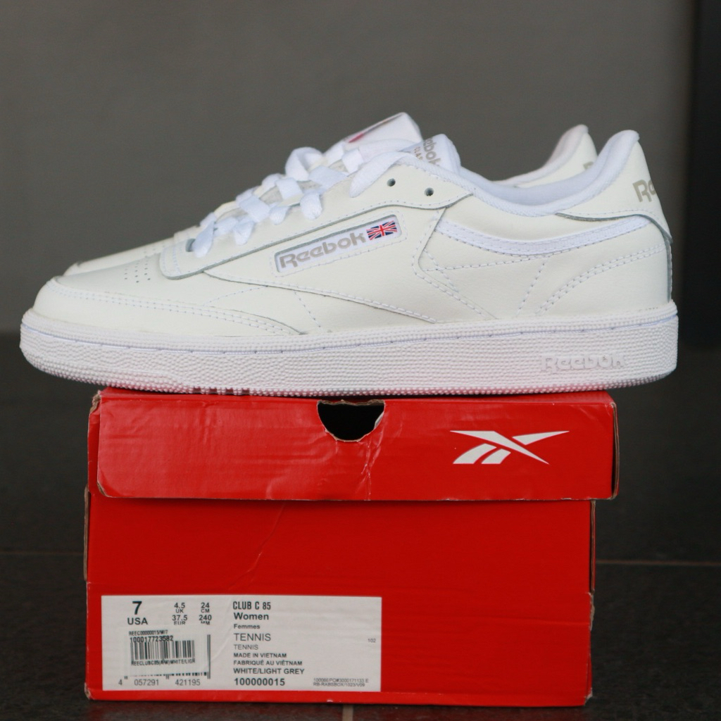Reebok Classic Club C 85 White Light Grey Womens Original Resmi PT MAP
