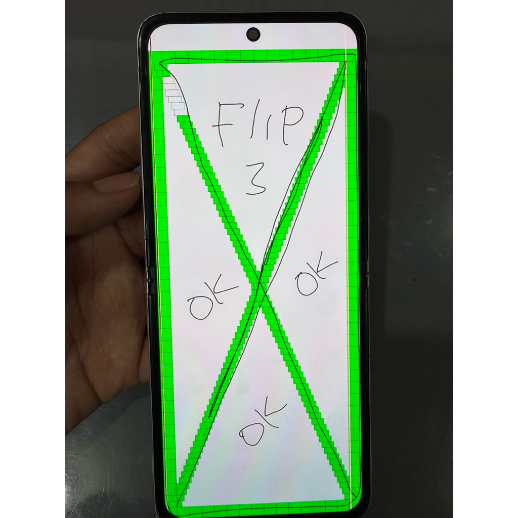 LCD SAMSUNG Z FLIP 3 MINUS GARIS DI PINGGIR BERFUNGSI NORMAL