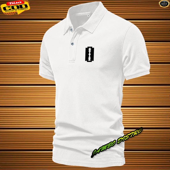 COD _ POLO MATA PISAU KEREN BAJU PRIA/WANITA DESIGN TERBARU LOGO WARNA HITAM