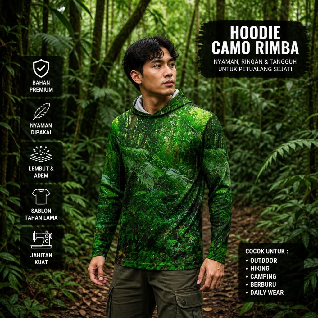 Kaos Camo hoodie berburu/Kaos Camo Huunting/Kaos Camo Jersey Frinting Hutan Rimba
