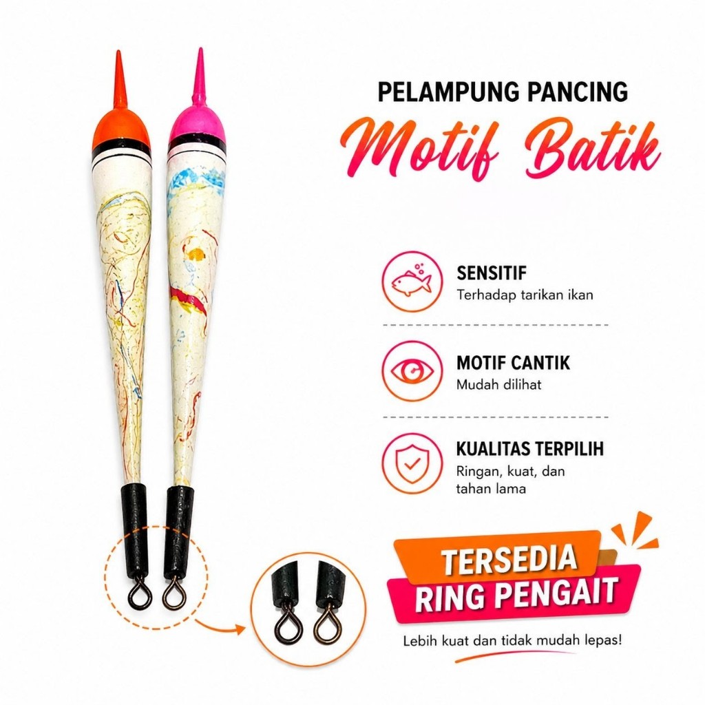 Pelampung Pancing Model Cabe No 0 Motif Batik Lukis Arus Deras Ukuran 0 - kumbul kambangan pancing