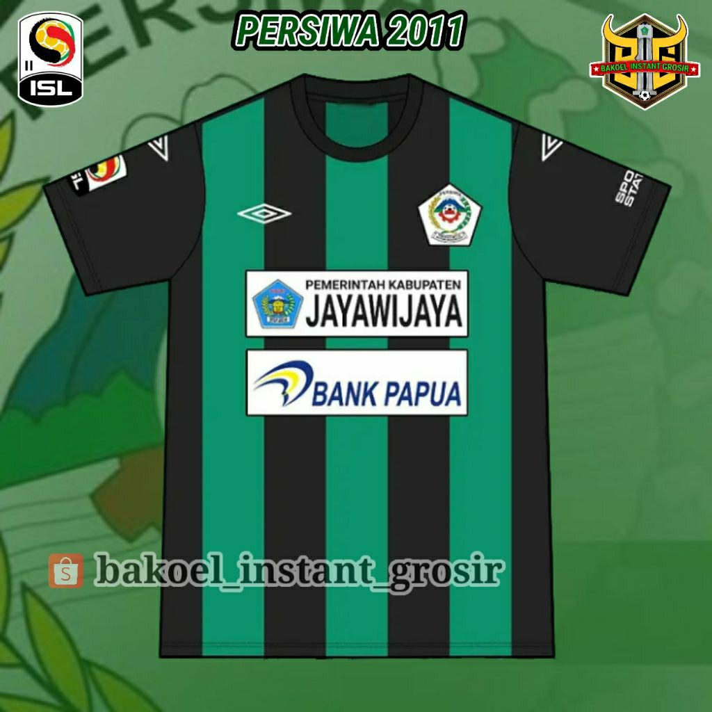 Jersey PERSIWA Wamena Home 2011 Liga ISL Hijau Hitam Full PRINTING atau BORDIR Retro Remake Lokal