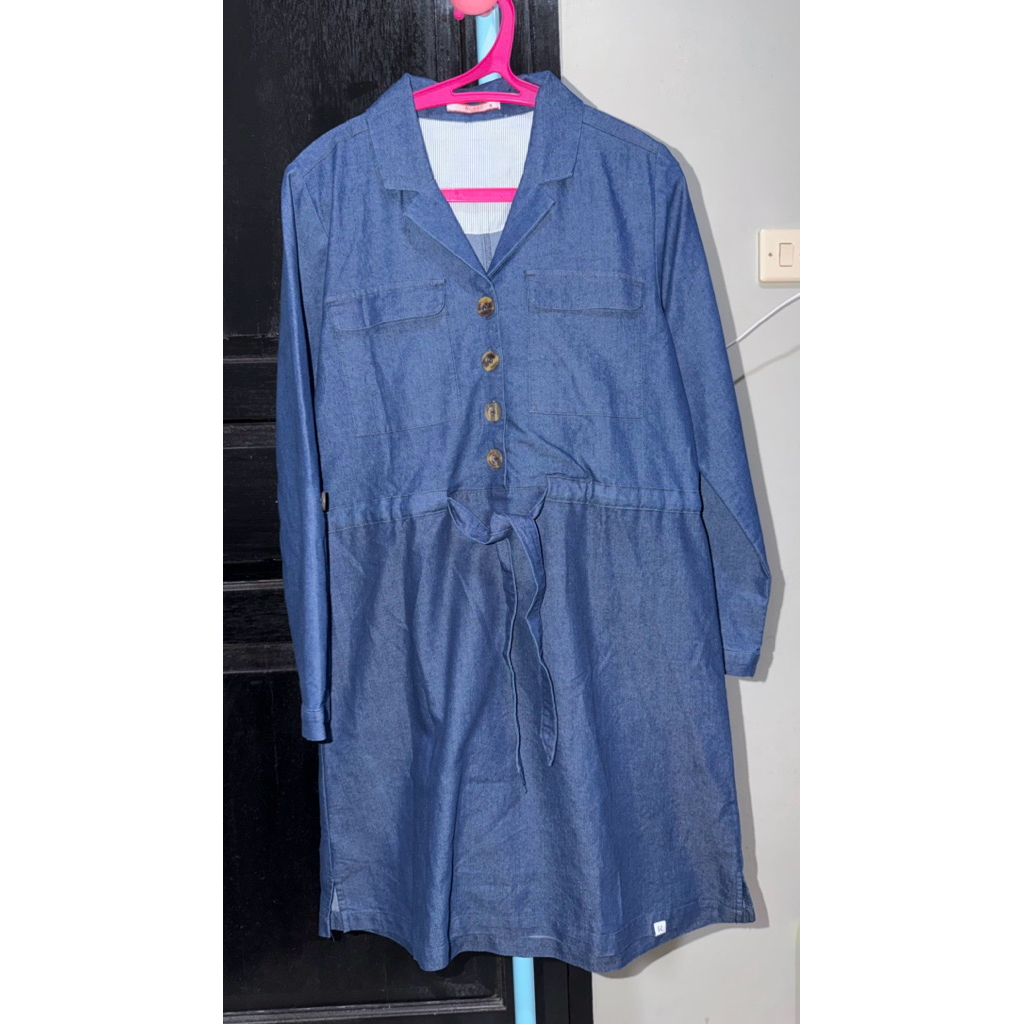 Dress rodeo biru jeans preloved