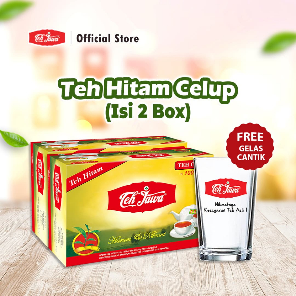 Teh Jawa SBY - Twinpack Blacktea 100 Free Gelas Cantik