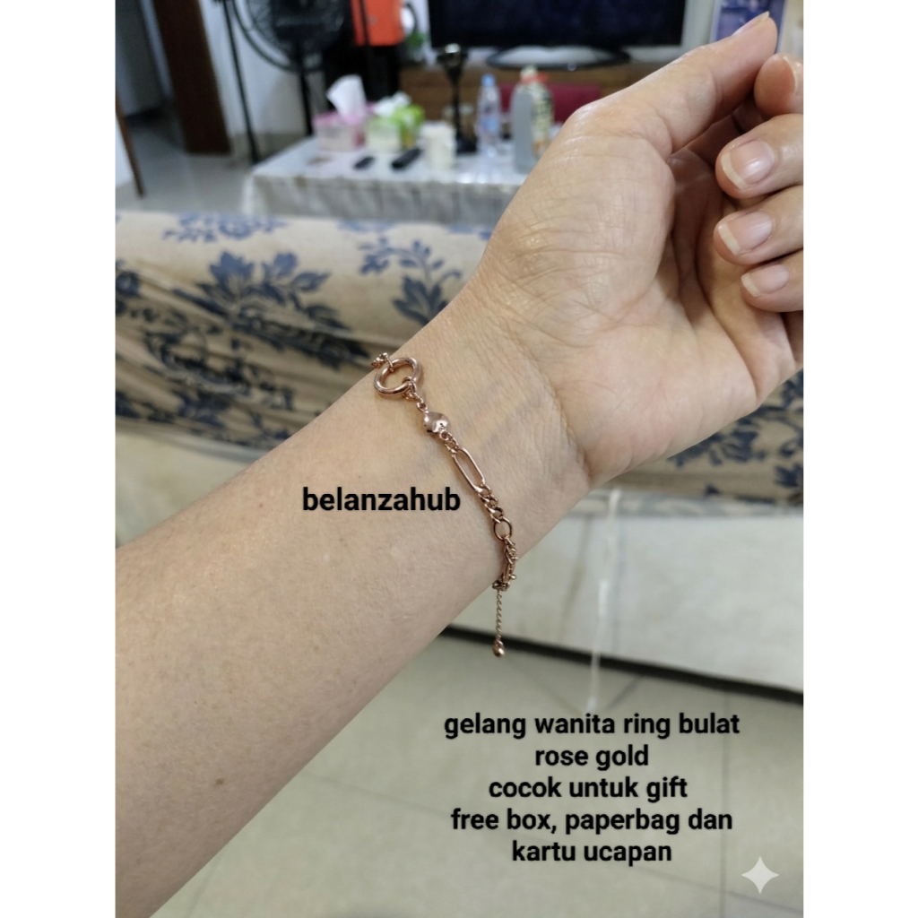 Gelang tangan Wanita ring bulat rose gold
