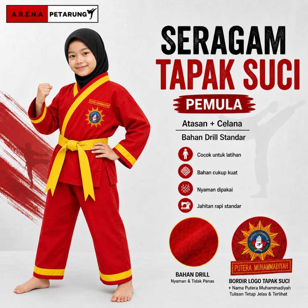 Seragam Tapak Suci - Sakral/Baju Celana Pencak Silat Tapak Suci Pemula