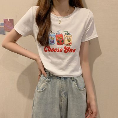 [vipedia] Crop Top Fruit Soda Drink Choose One Hitam Putih Abu Sablon Colorful Berkualitas Simple El