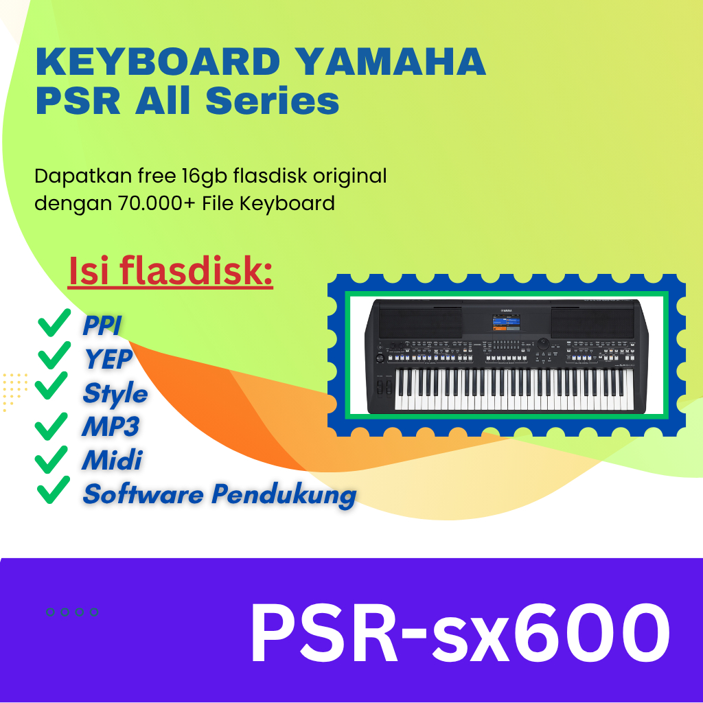 Yamaha PSR SX 600 Style Free Flasdisk Terbaru Lengkap Sampling Komplit Dangdut, Jaranan, DJ,  Murah