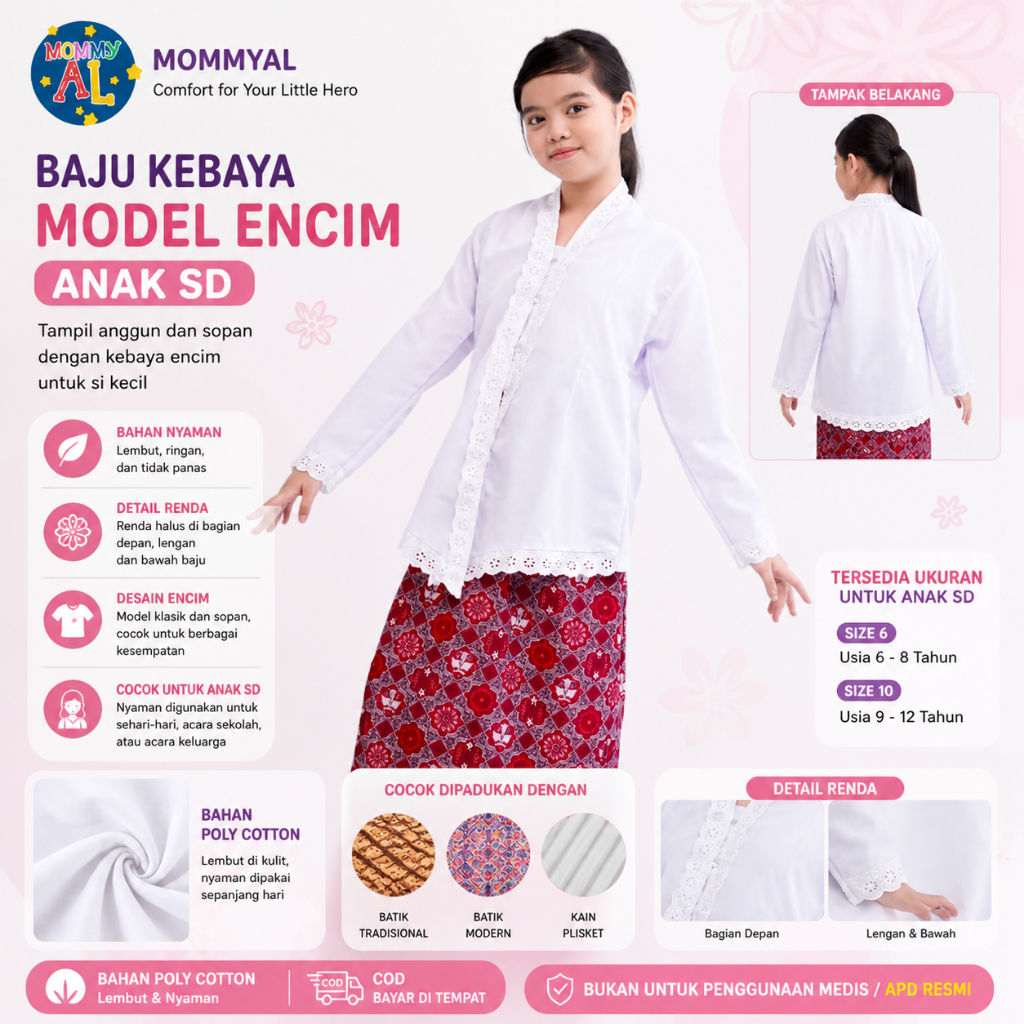 KEBAYA ENCIM/KEBAYA ANAK SEKOLAH/KEBAYA ENCIM ANAK SD/KEBAYA SEKOLAH ANAK