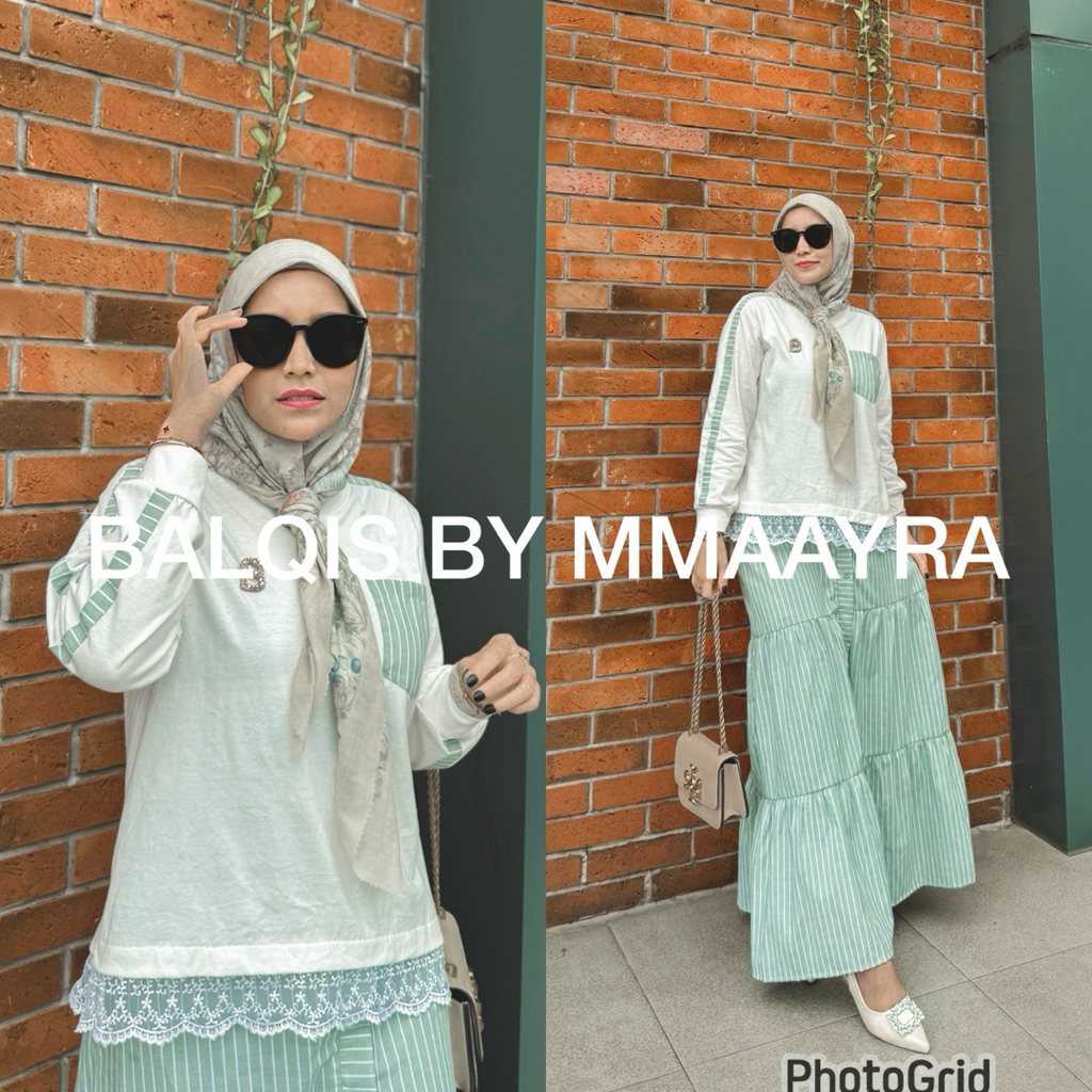Mmaayra - BALQIS BY MMAAYRA - Baju setelan wanita bahan kaos combed adem lembut dan katun salur terb