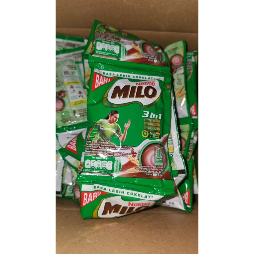 Milo 3in1 Malt Coklat Lebih Kaya Cocoa renceng 10 sachet