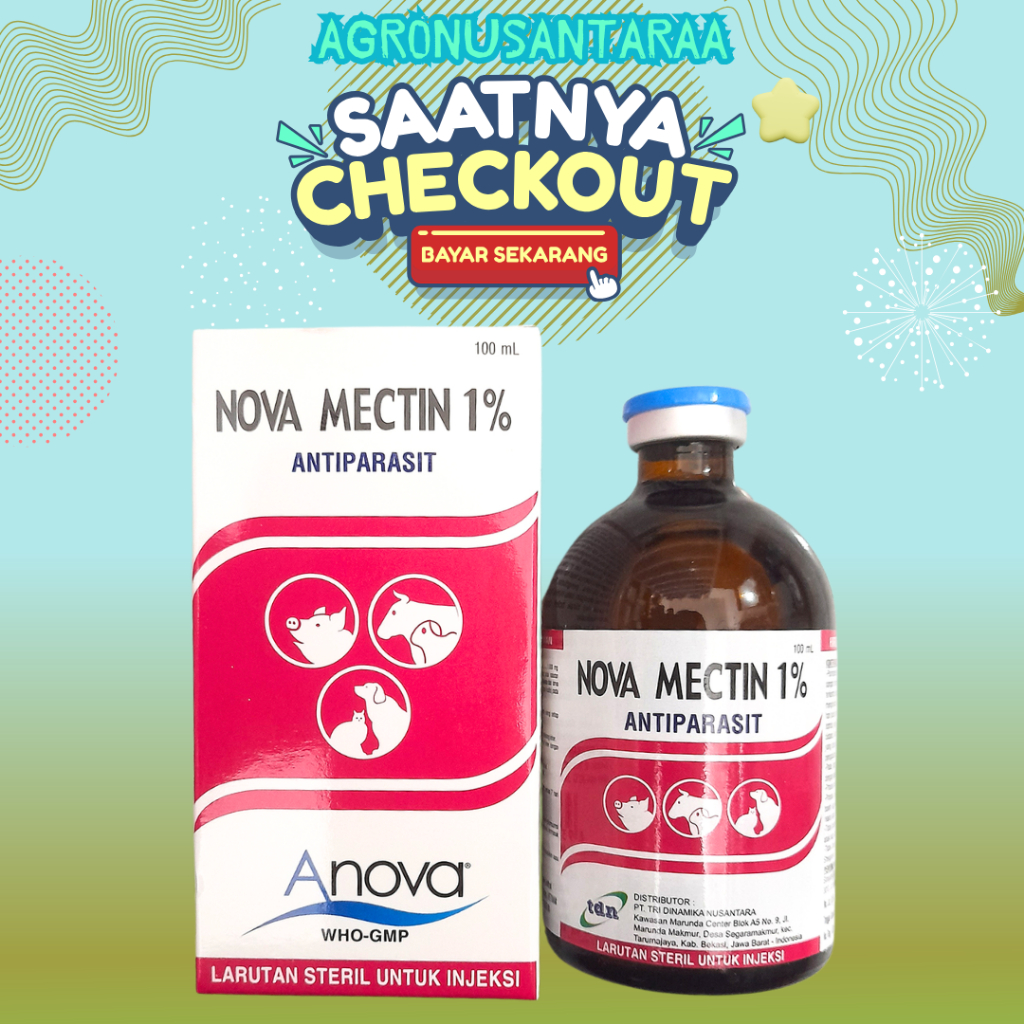 NOVA MECTIN 1% 100 ML ANOVA - Anti Ektoparasit, Endoparasit, Cacingan Dan Kutu Pada Hewan Ternak.
