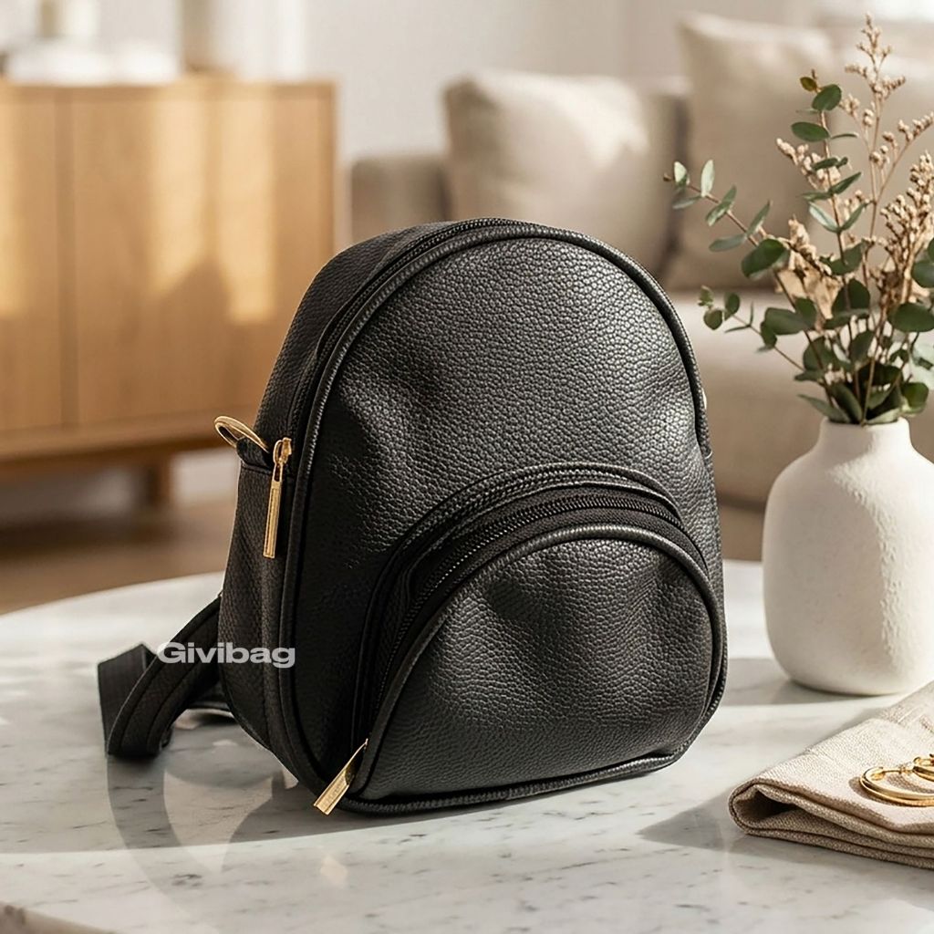 Tas Ransel Fuji - Tas Ransel Wanita Mini - Tas Kulit Jeruk Backpack - Ransel Wanita Kekinian