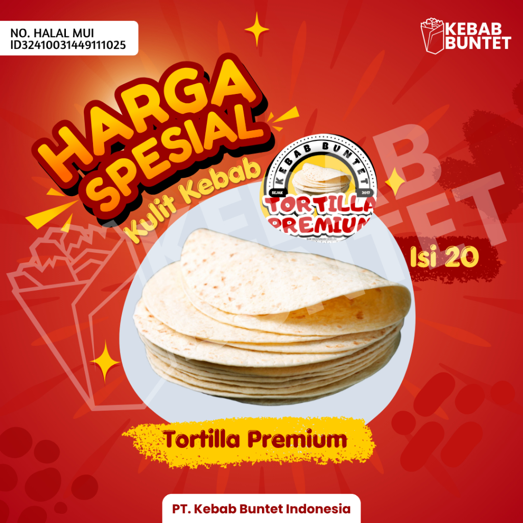 (18cm - isi 20 lembar) TORTILA PREMIUM - KULIT KEBAB "TERMURAH"