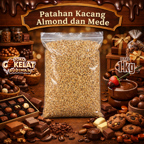 Patahan Kacang Almond mix Mede 1kg | kacang bubuk menir almond campur cashew | Toko Cokelat Budiman