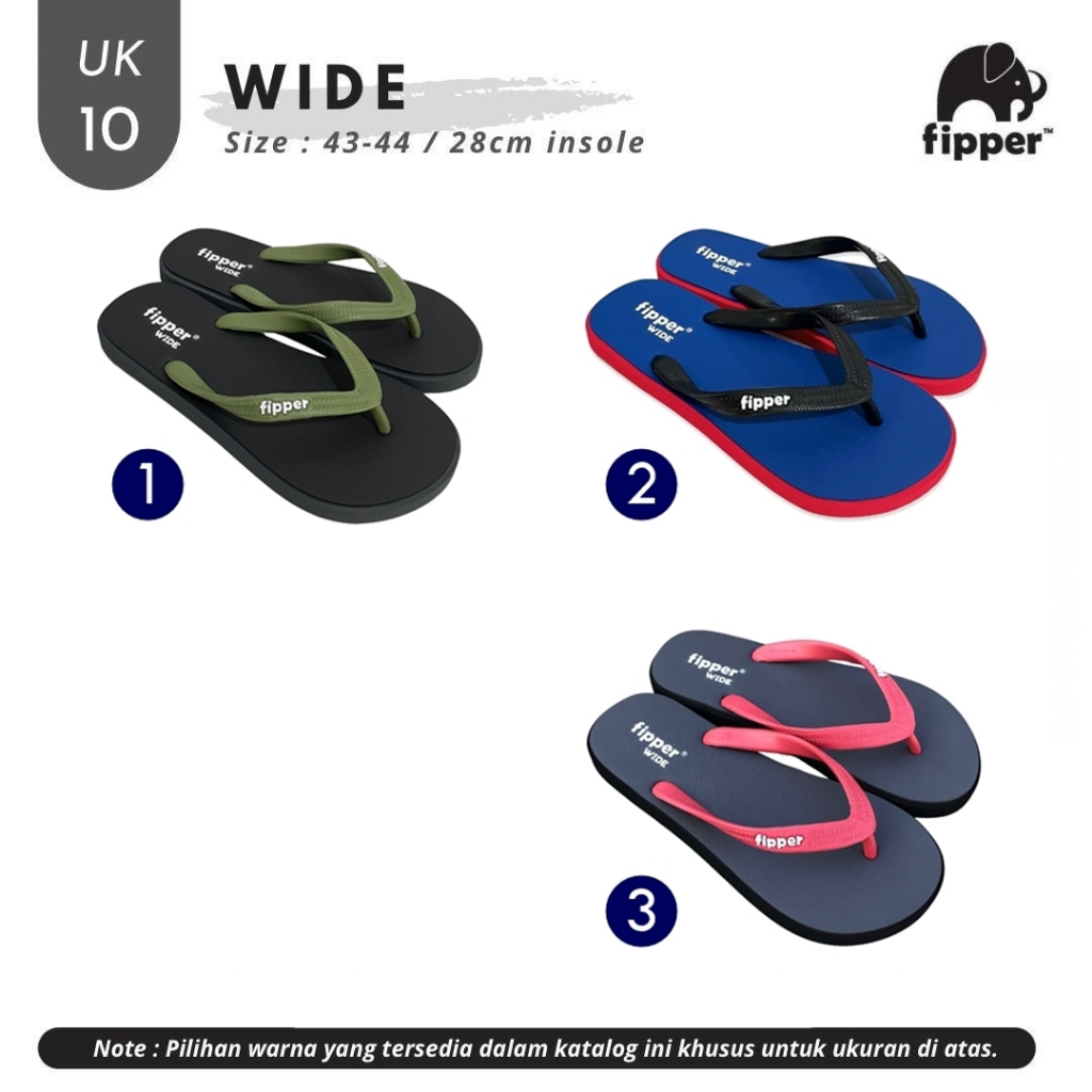 Fipper Wide Sandal Jepit Pria UK 10 (Size 43-44)